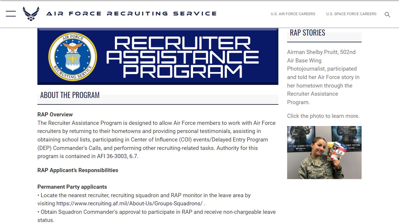 Recruiter Assistance Program (RAP) - AF